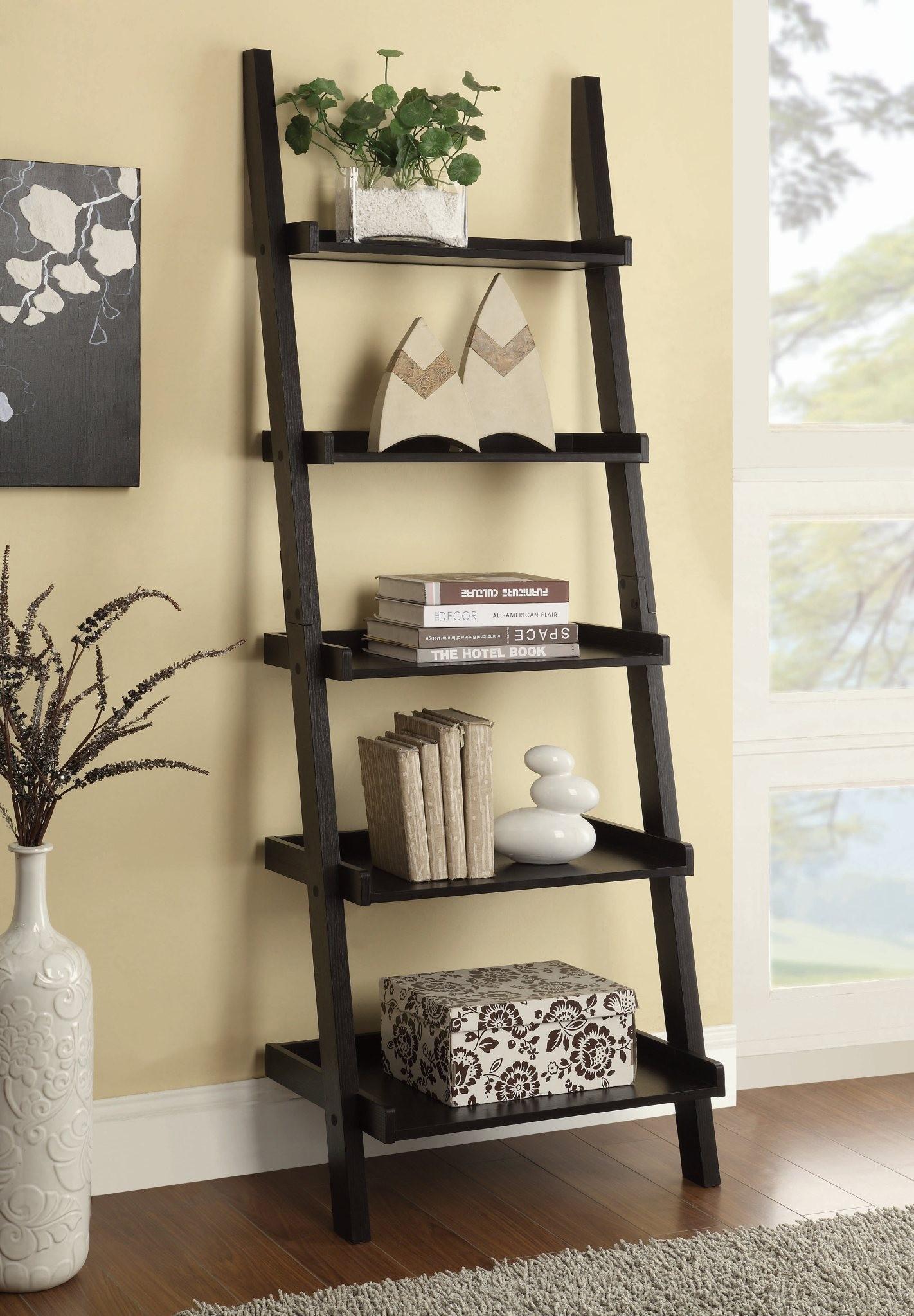 Coaster Bookcases 800338 Cappuccino Ladder Bookcase with 5 Shelves